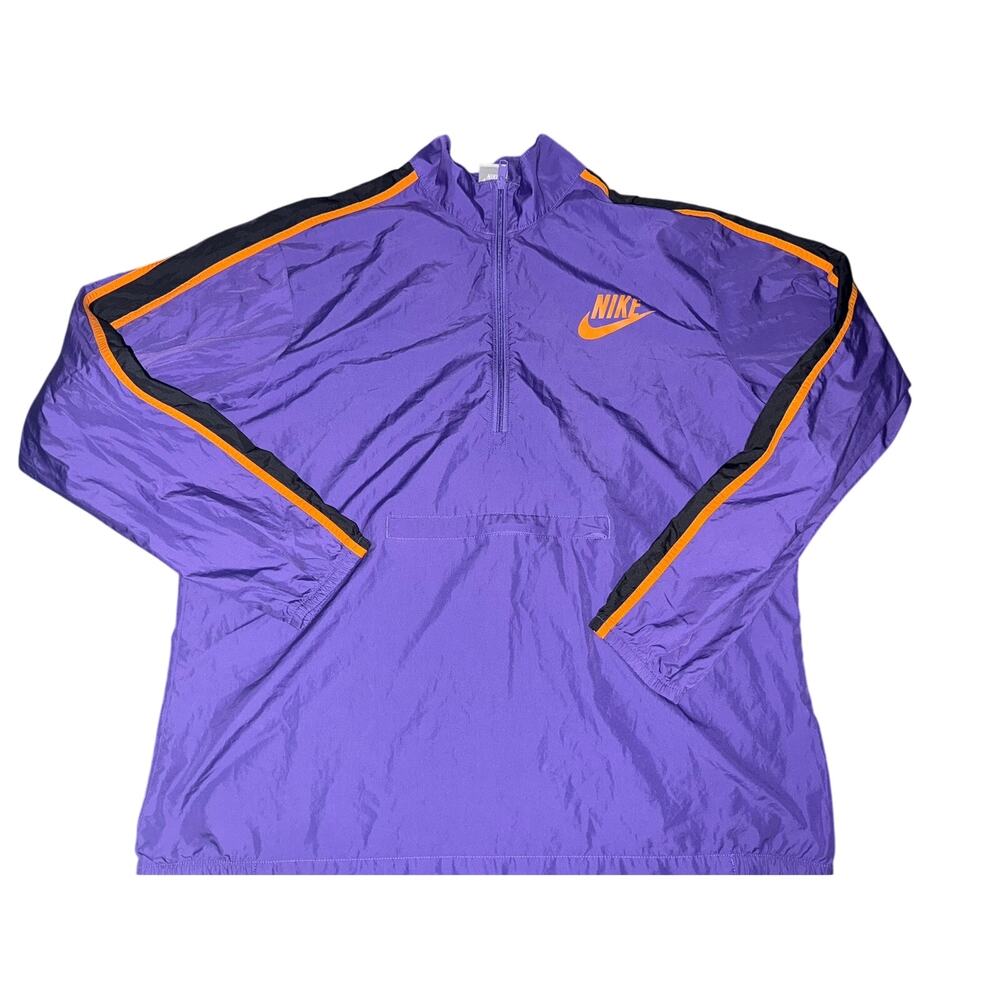 Vintage Nike Sportswear Men XL Purple 1/2 Zip Windbreaker Packable Jacket Retro